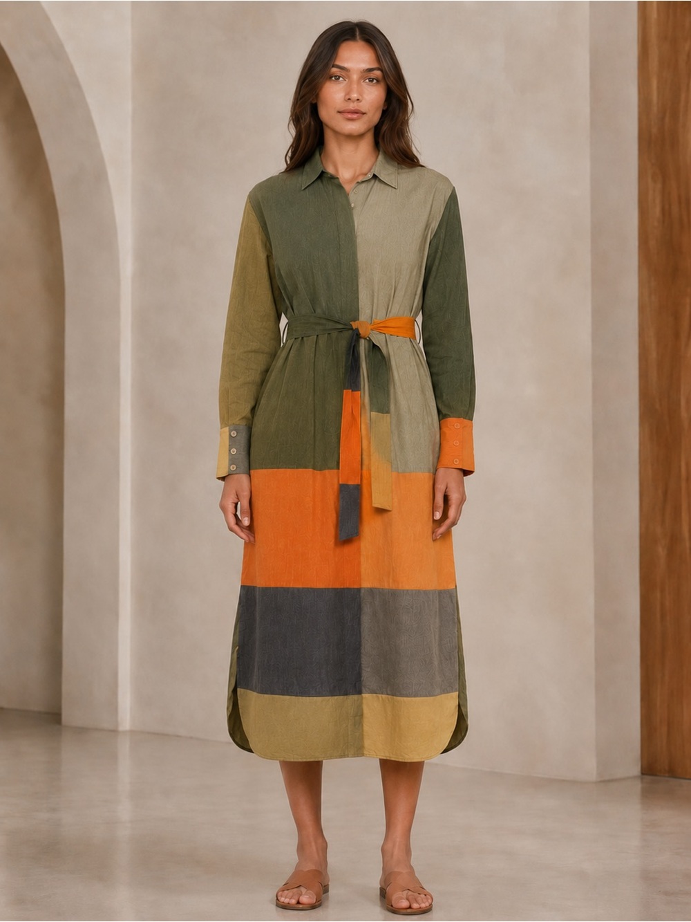 Anthropologie Conditions Apply - Hand Woven 100% Cotton Shirt dress M Exclusive - Picture 2 of 16